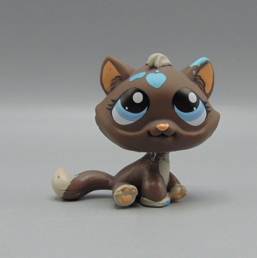Littlest Pet Shop LPS 815 BIS Brown and Grey Cat w/Blue Eyes and Blue