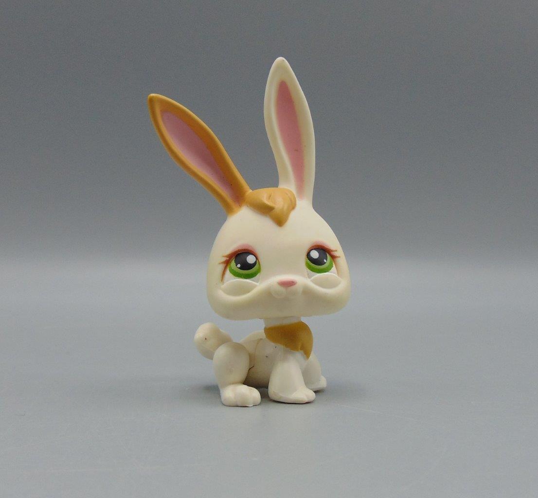 Littlest Pet Shop~#1417~Bunny Rabbit~White Orange~Green Dot Eyes 